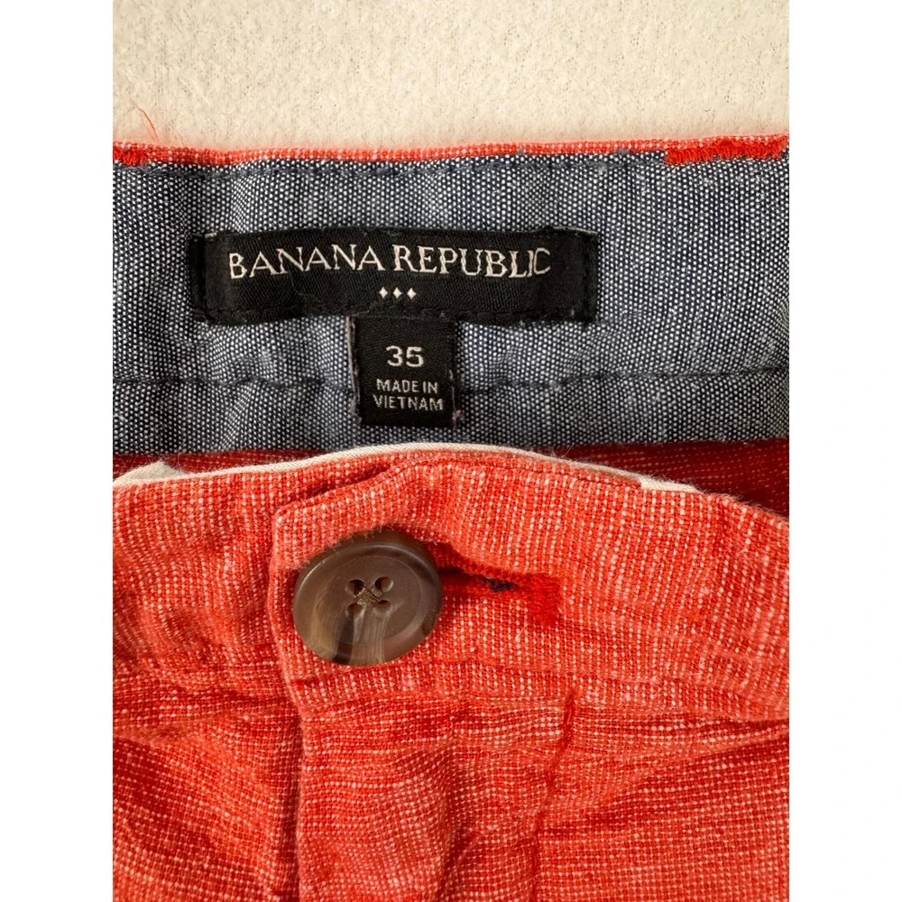 Banana Republic Men's Linen Blend Coral Orange Chino Shorts Size 35